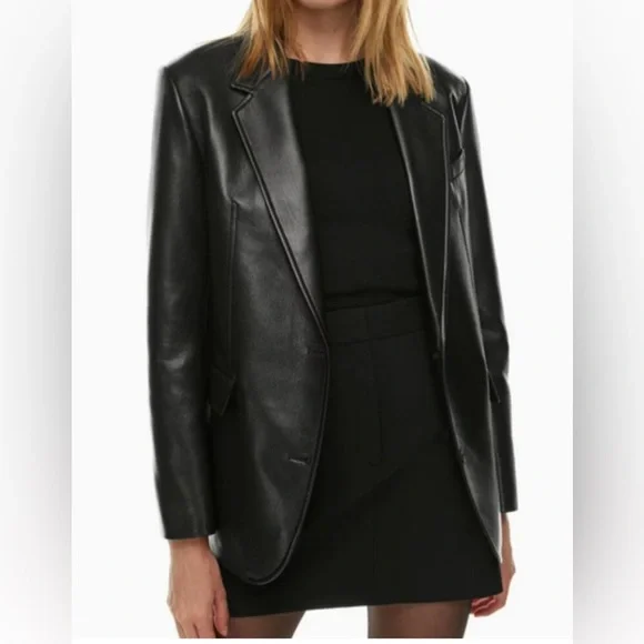 Babaton New Agency Vegan Leather Blazer - Picture 1 of 6